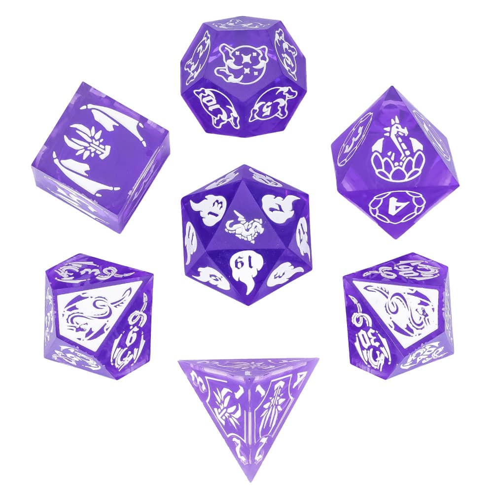 Cusdie Кубики с острыми гранями DND Узорчатые кубики D&D Настольные игры 7 Ручной работы Набор многогранных кубиков для ролевой игры Pathfinder