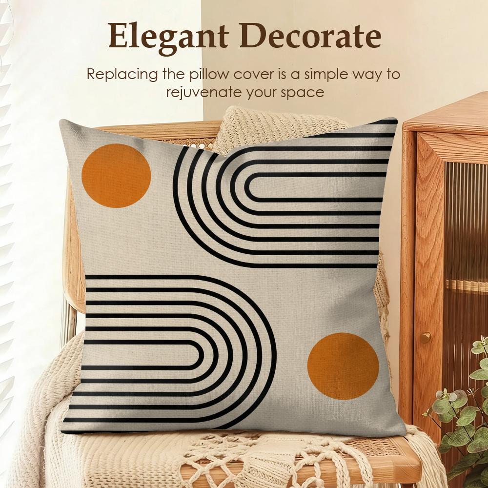 Boho Geometric Abstract Art Cushion Cover Natural Linen Organic Fabric DoubleSided Printing Sofa Home Decor Gift Pillow Cover