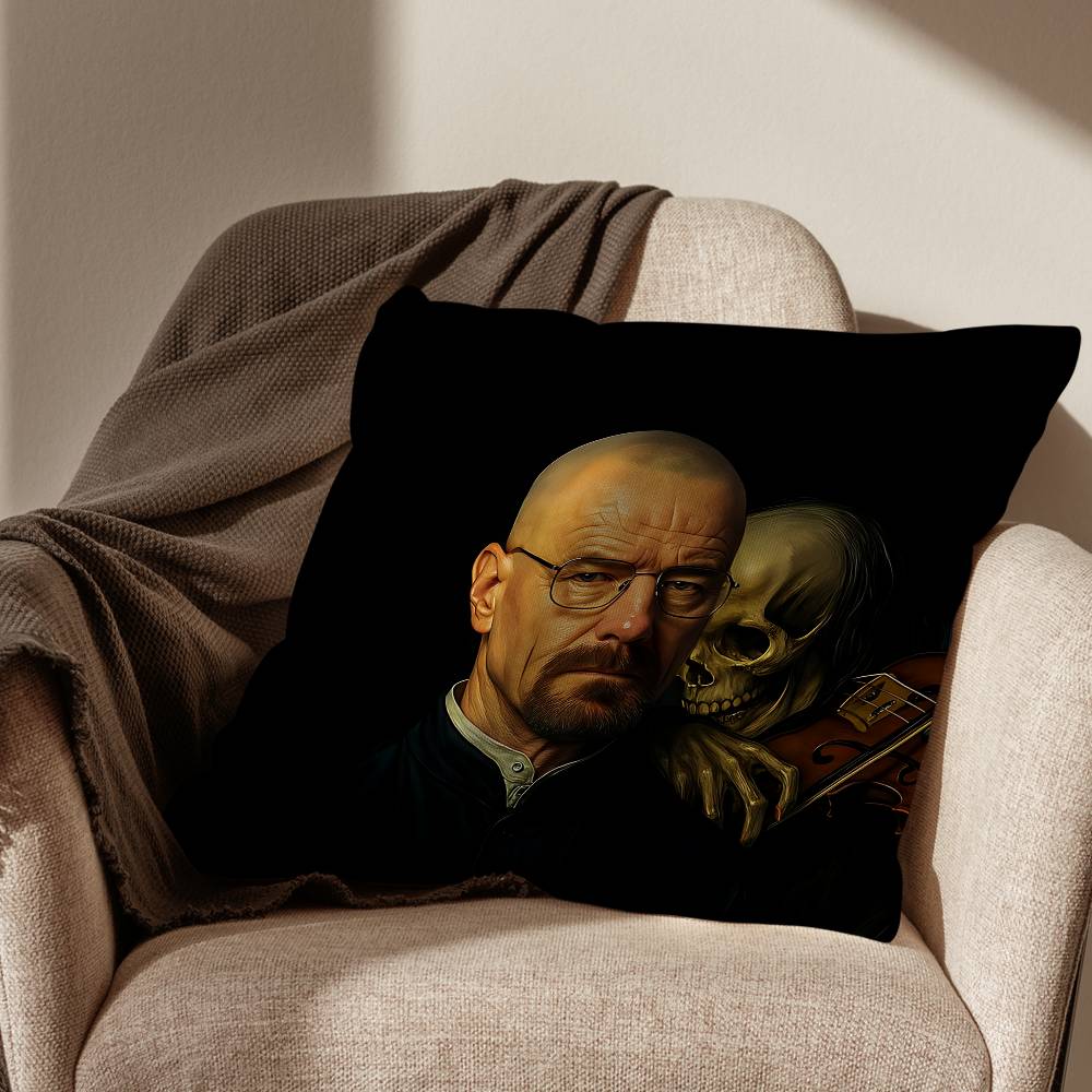 cool Walter White Breaking Bad Pillow Case Square DoubleSided Printing Short Plush Sofa Cushion Cover Bedroom Bedside Pillow