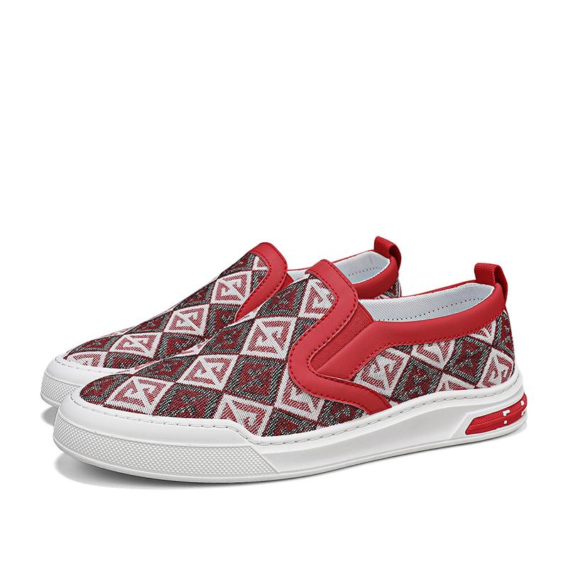 Fashion Vintage Print Canvas Loafers Men Slip On Casual Shoes Men Comfortable Men's Vulcanised Shoes Flat Sneakers 2024 Chaussure Hommes