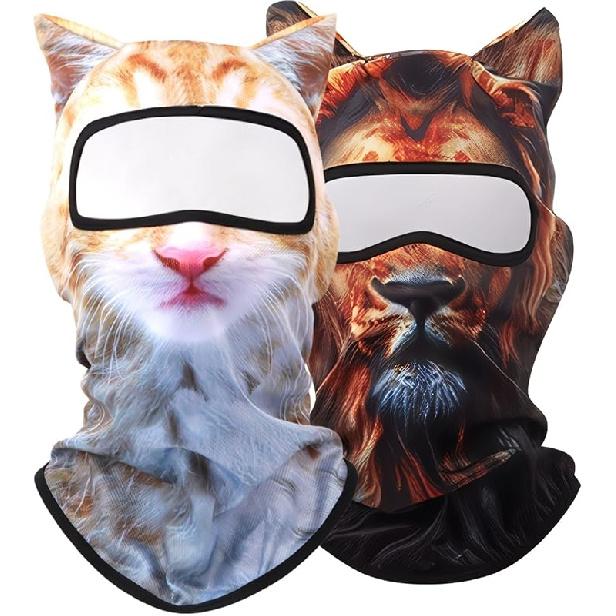 Cat Mask 3D Printed Cat Ski Mask Balaclava With Ears Breathable Perfect For Skiing & Biking Party With Solid Pattern
