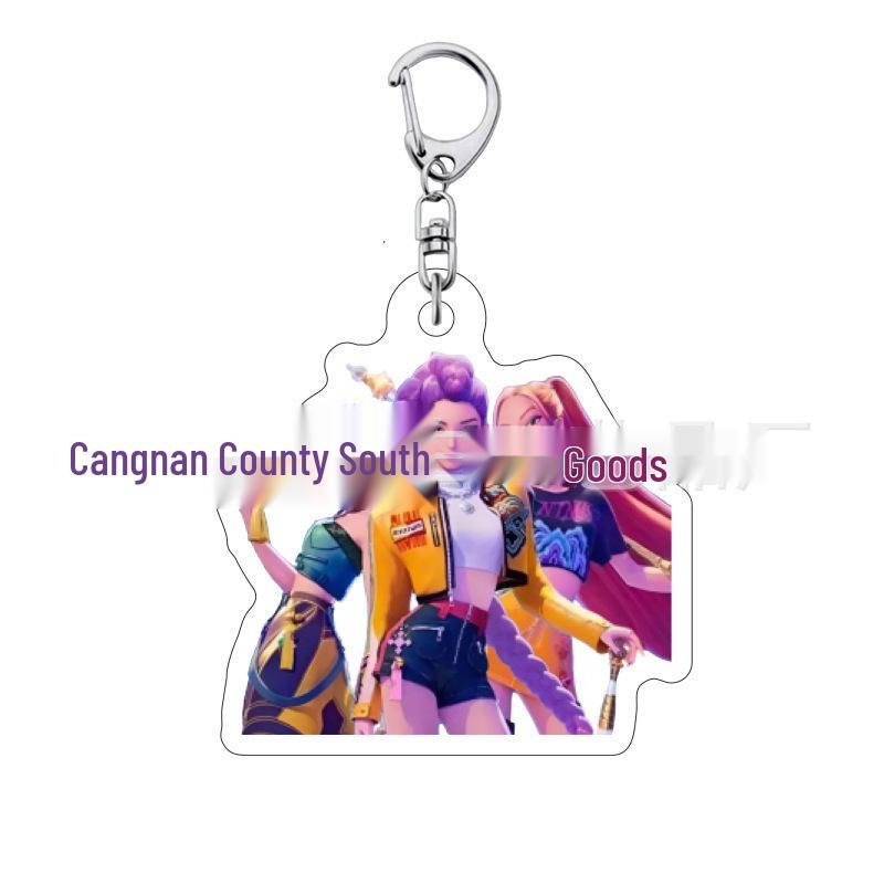 K-pop Брелок для ключей с женской группой «Охотники на демонов»: Милый акриловый брелок для школьной сумки Lumi, Zoe, Mira & Qin Yu