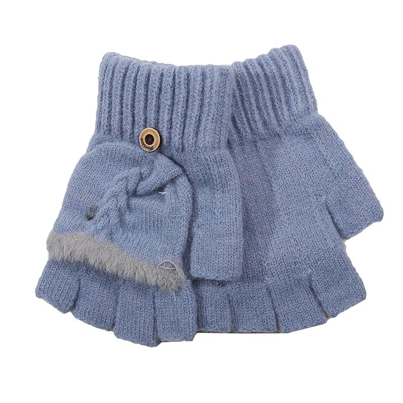 Fingers Free Wool Gloves Women Knitted Flip Fingerless Exposed Finger Gloves Mittens Winter Warm Thickening Female Mitts