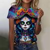 3D Printed Sexy Girls T Shirt For Women Horror Undead Skull Pattern Tees Summer Casual O-Neck Tops Short Sleeves Loose T-Shirts