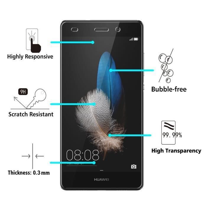 Verre Trempe Huawei P8 LITE - [Pack 2] Film Vitre Protection Ecran Ultra Resistant [Phonillico®]