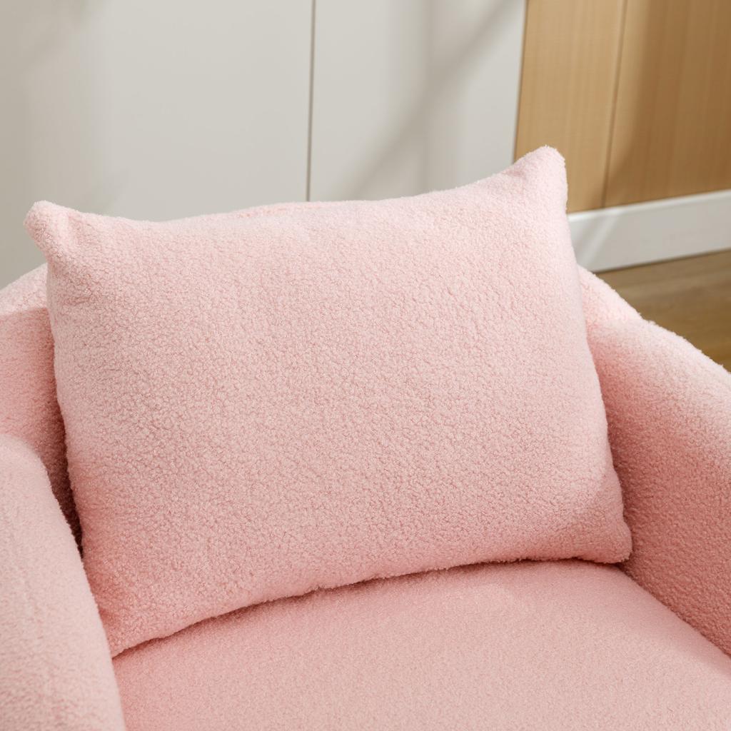 Modern, simple teddy velvet armchair with cushion, extra thick cushion, single sofa armchair, upholstered, leisure chair, solid wood leg chair