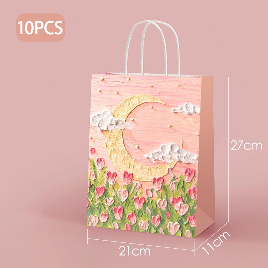 A set of 10 3D embossed art gift bags – cute and beautiful paper shopping bags, suitable for various occasions such as parties and birthdays.