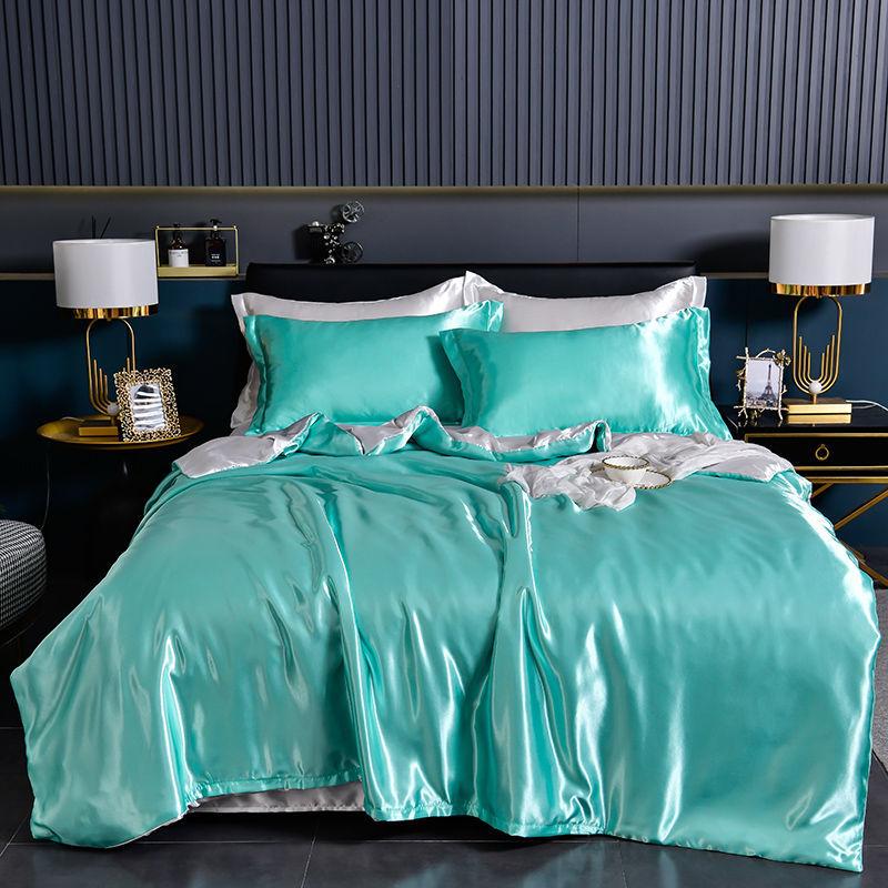 Luxury Blending Natural Mulberry Silk Duvet Cover Set with Fitted Sheet High-end Satin Silky King Size Bedding Set Queen Bed Set