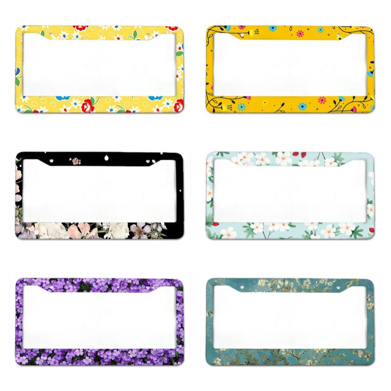 Крышка номерного знака автомобиля из алюминиевого сплава с узором «цветок сливы» по американскому стандарту, водонепроницаемая крышка номерного знака автомобиля, автомобильные аксессуары