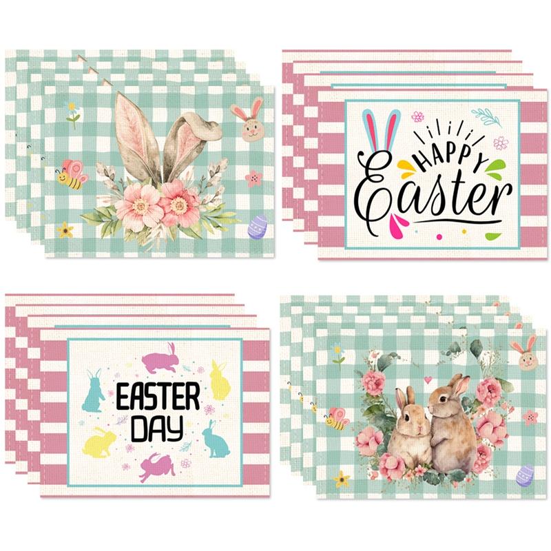 Пасхальная льняная салфетка под приборы Милый кролик Салфетка для обеденного стола Украшение для вечеринки Счастливой Пасхи Весенний домашний кухонный декор для стола Принадлежности 2025