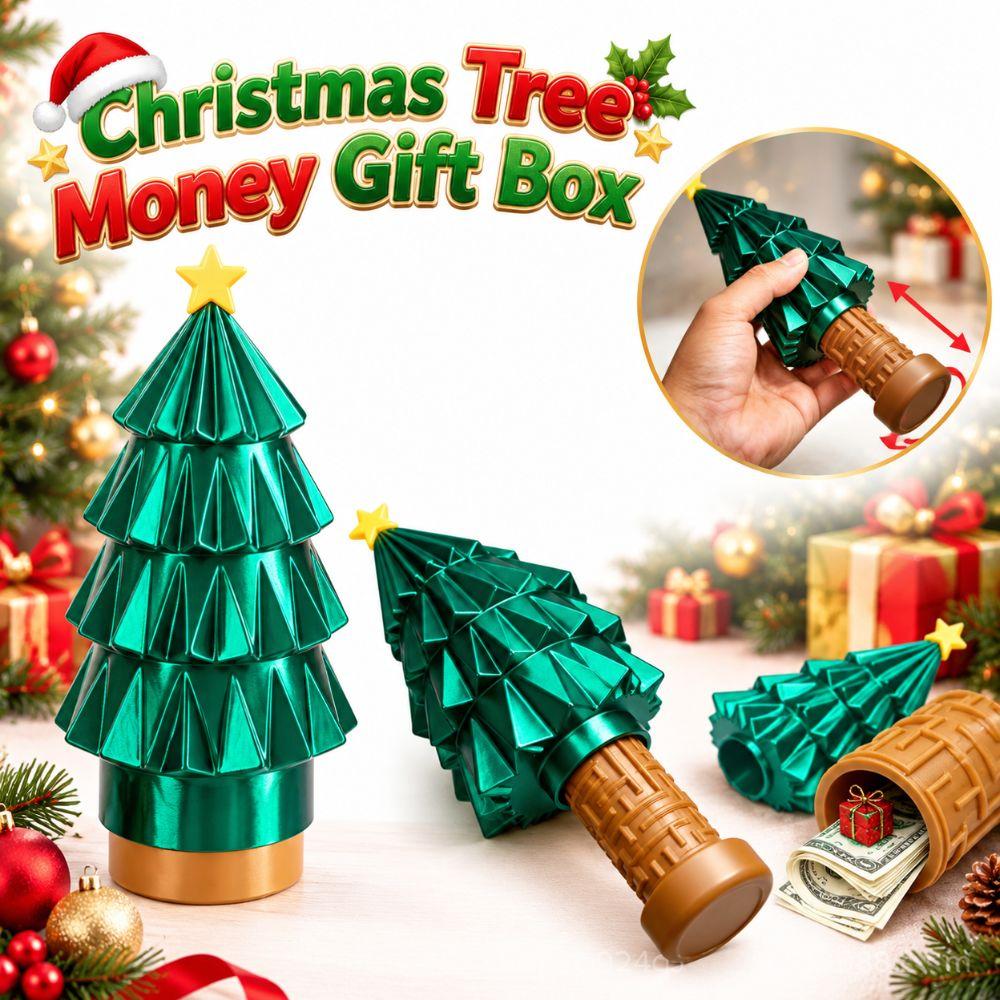 Green Christmas Tree Cash Gift Holder Plastic Holiday Money Tree Gifts Maze Storage Box Christmas
