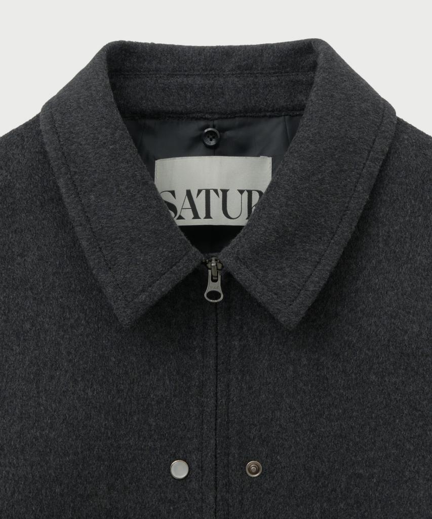 Satur (W) Shearling Collar Wool Blend Jacket Charcoal