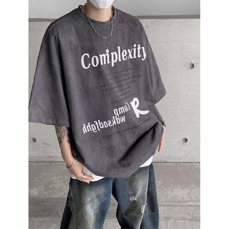 Летняя американская ретро-печать с коротким рукавом, мужская модная рабочая рубашка с круглым вырезом, свободный крой