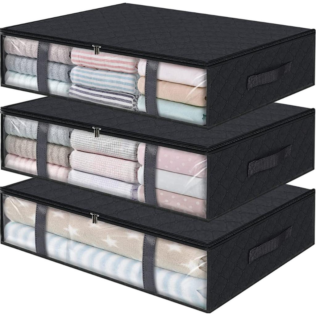 Foldable Under Bed Storage Containers with Clear Window Underbed Toy Organizers and Clothing Storage Bags Closet Storage Bins
