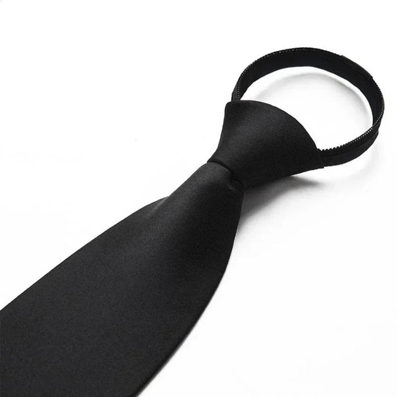 Black Simple Clip On Tie Security Tie Doorman Steward Matte Funeral Tie for Men Women Students