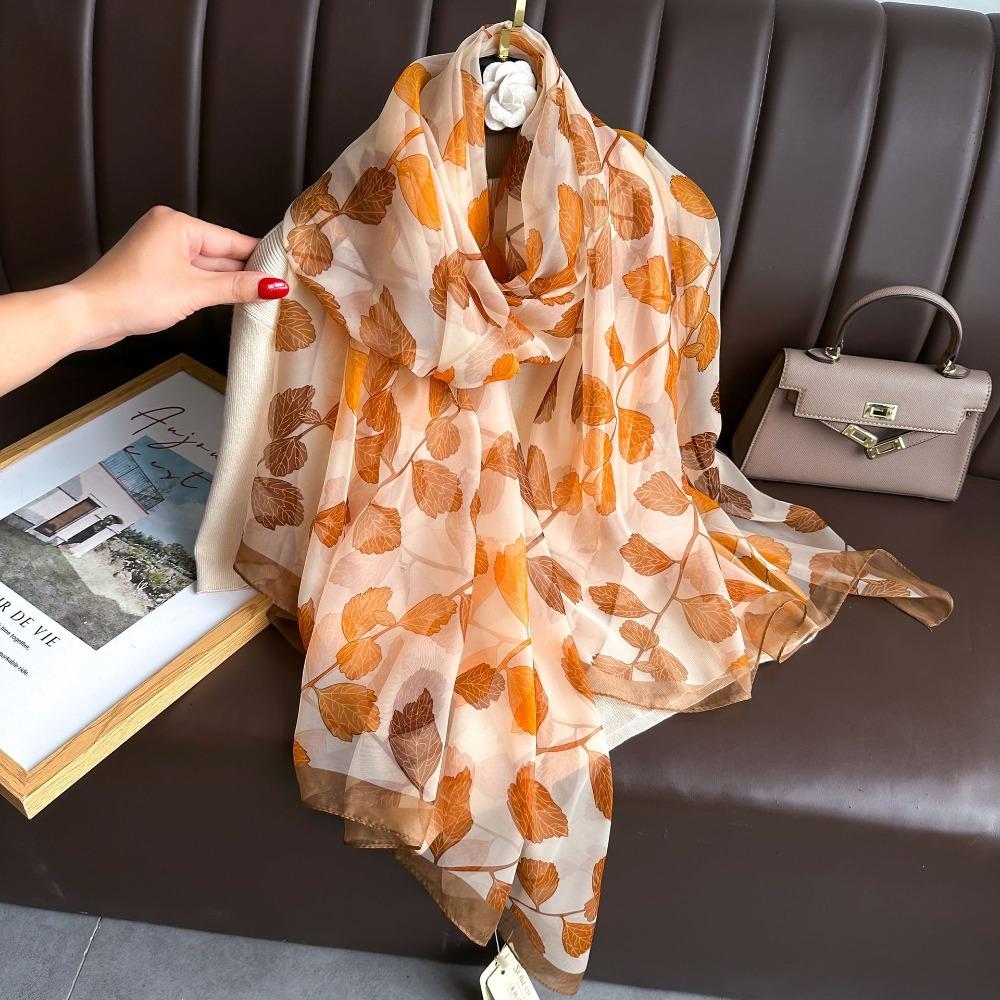 Elegant Women Hijab Shawls Luxury Wraps Long Thin Silk Scarf  Autumn