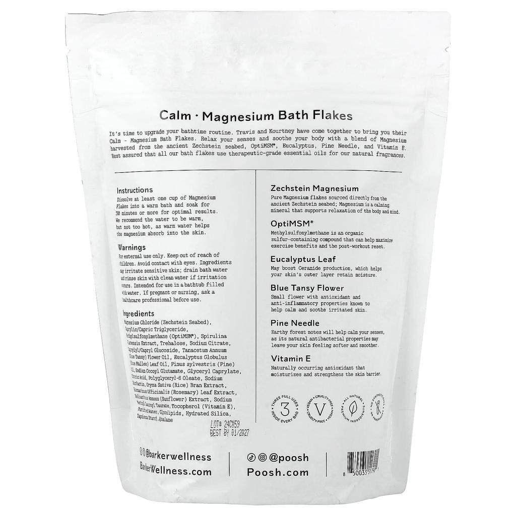 Barker Wellness Co, Calm, Magnesium Bath Flakes, 750g (26.5oz)