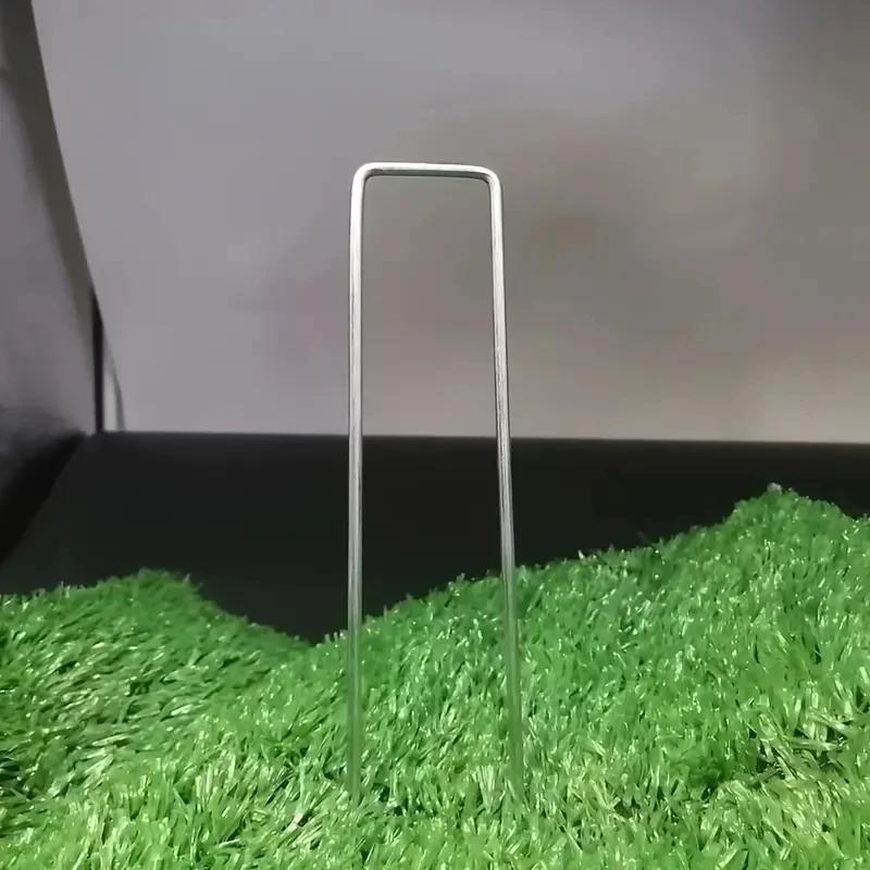 100 шт. Ландшафтные скобы, U-образные садовые колышки, садовые колышки, сверхпрочные колышки для двора, газона, палатки, крепежные колышки для сорняков Ба