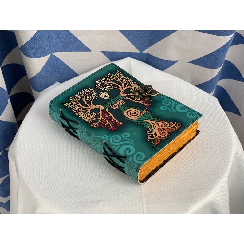 Кожаный ежедневник «Мать земли» для письма «Древо жизни» в старинном тисненном переплете с красочным принтом для женщин, 7x5 дюймов
