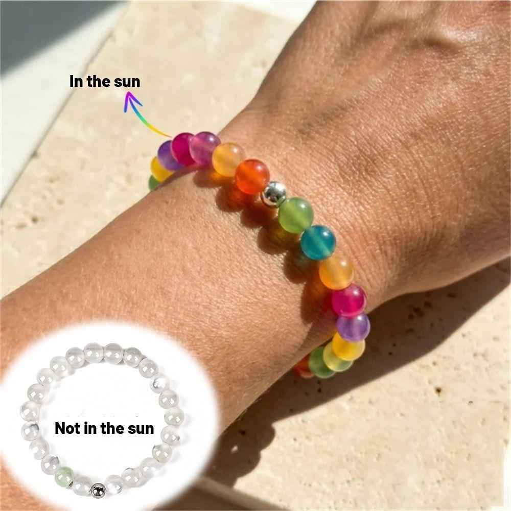 UV Reactive Beaded Necklace Bracelet Set Cat Eye UV Reactive Choker Daily Wear