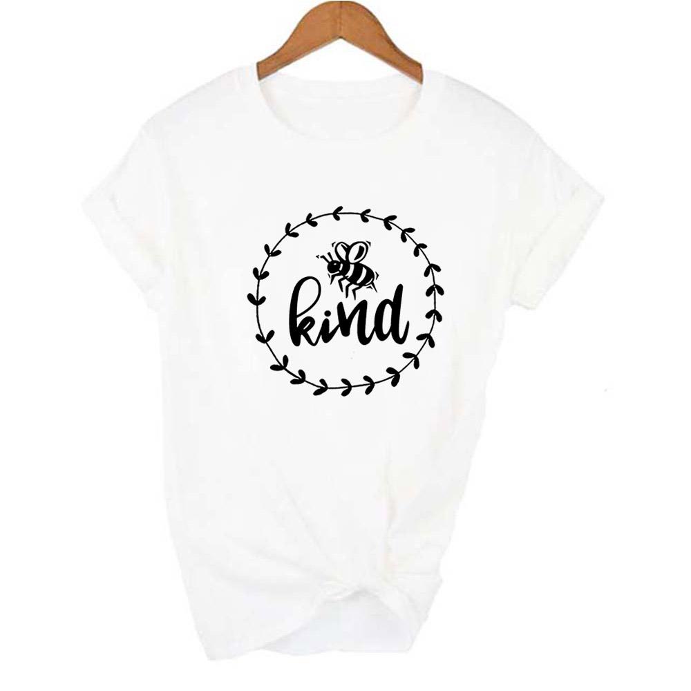 Bee Kind Print Graphic Tees Women Summer Short Sleeve Female T Shirt Mujer Camisetas Aesthetic Harajuku