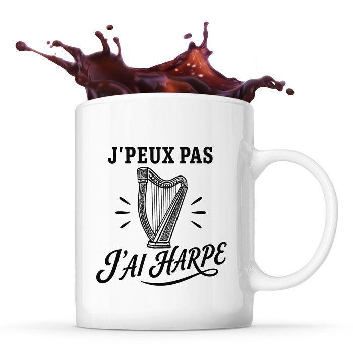Mug - PLANETEE - J'peux pas j’ai Harpe - Céramique 330 ml - Compatible lave-vaisselle - Imprimé en Bretagne