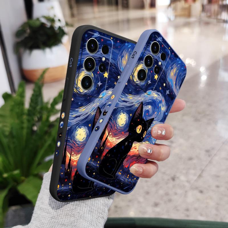 Star Cat Phone Case For Samsung Galaxy S25 FE S24 S23 S22 S21 S20 S10 S10E Ultra Plus Note 20 Ultra 10 Plus Cover
