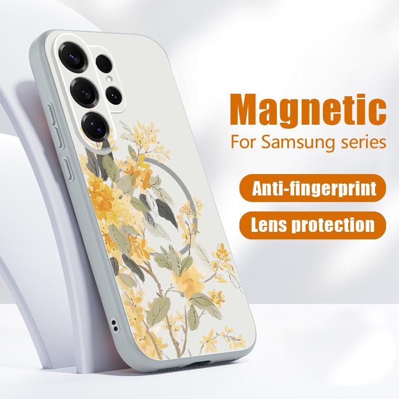 Чехол INS с принтом подсолнуха для Samsung S26 Edge S25 FE S24 Plus S23 S22 Ultra A15 A16 A17 A35 A36 A37 A54 A55 A56 A57 5G Магнитная матовая крышка