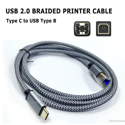 2м Плетеный Кабель для Принтера USB C на USB Type B для MacBook Pro HP Canon Dell Samsung Принтер Type C Кабели для Принтера Сканера