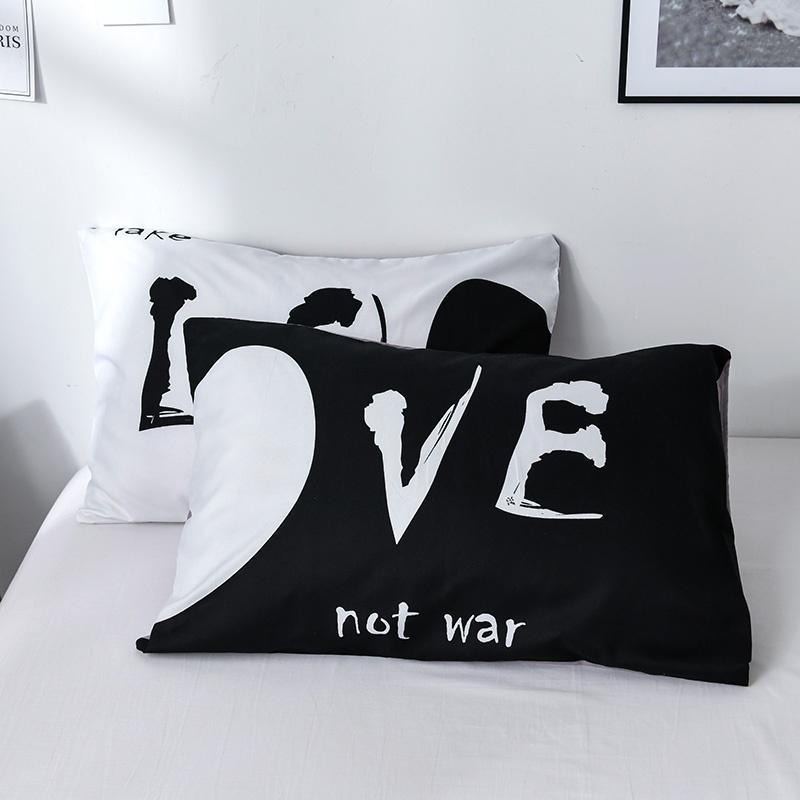 Черно-белые комплекты пододеяльников с рисунком сердца любви и наволочками, комплект постельного белья для спальни