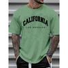3D California Letter Print Men's Loose T-shirt Urban Street Men's Fashion Short-sleeved Top Summer Daily Casual Men's T-shirt