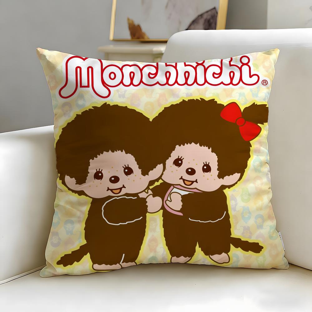 classic toy brand Monchhichi Cushion Cover Soft EasyWash Pillow Case Versatile for Couch Bed Travel and Office