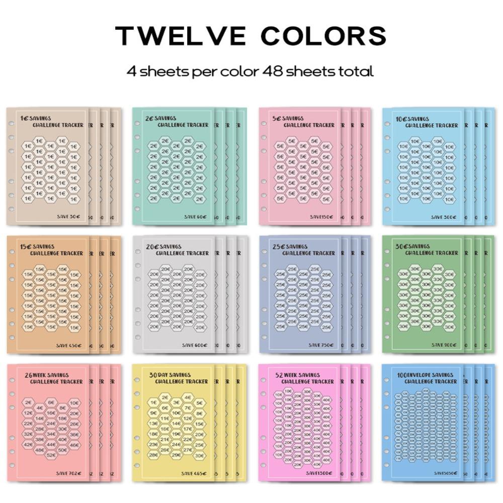 48 шт. 52 недели Save Challenge Экономия Карточки A6 100 Конвертов Планирование Бюджета Книга