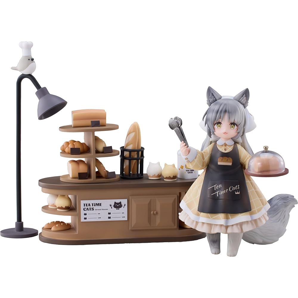 RIBOSE DLC Series "Teatime Cats Scene" Nyan Town "Bakery" Staff & Customer Set, Non-Scale ABS & PVC Painted Complete Figure
