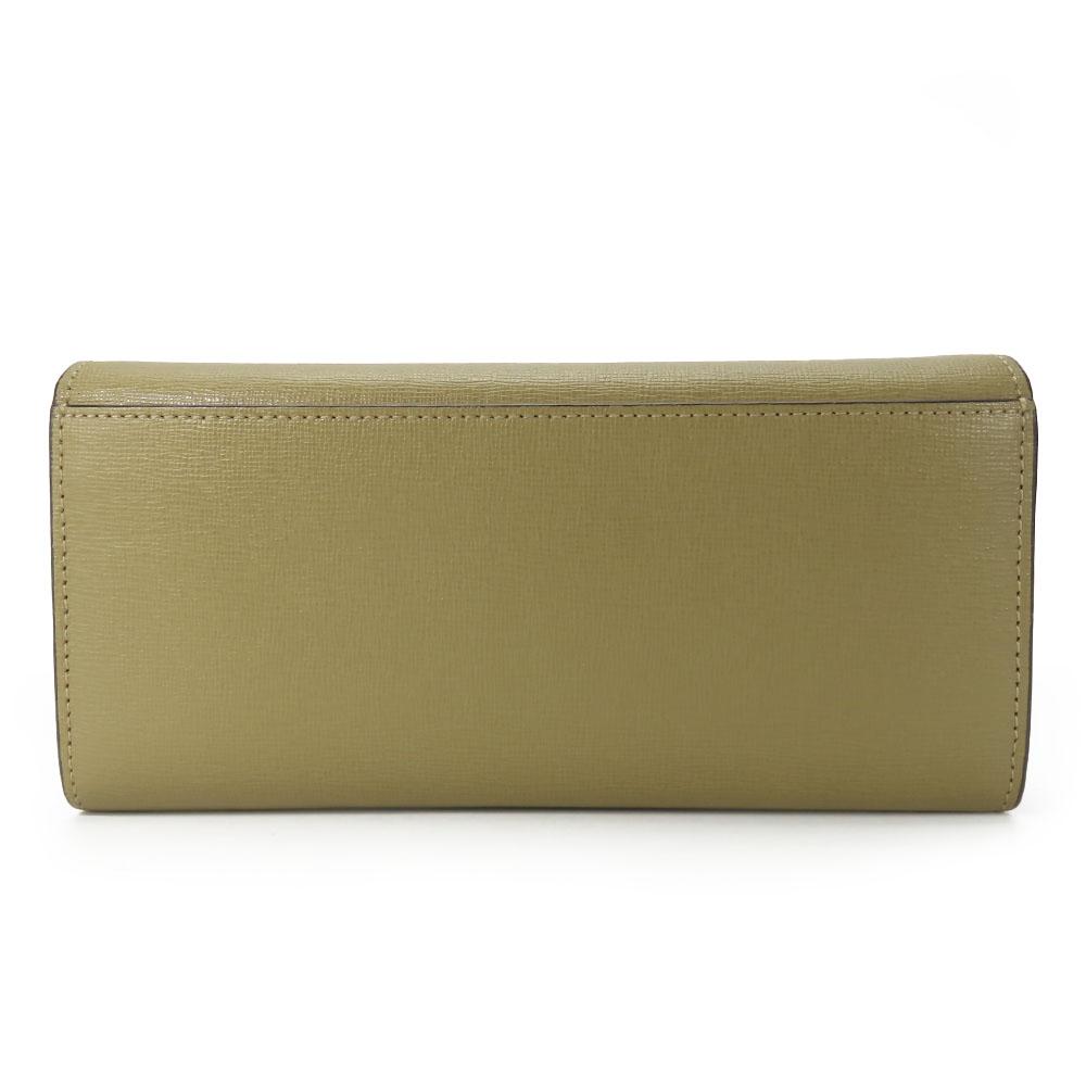 Used Furla Purse Leather Khaki Bifold Wallet