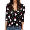 Women's T Shirt CHristmas Print 3/4 Sleeve Daily Weekend Fashion Basic V- Neck Regular Top
