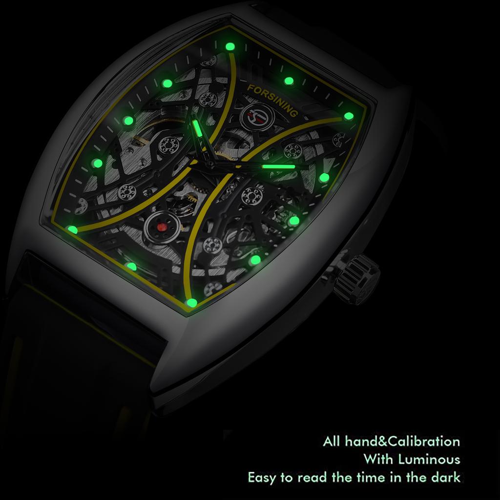 2023 New Square Forsining Men's Fashion Motorcycle Street Tide Men's Hollow Automatic Mechanical Watch Montre Homme