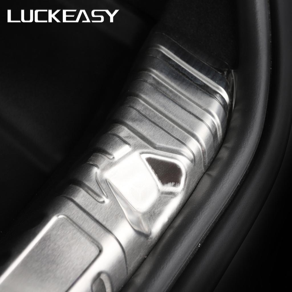 LUCKEASY For Tesla Model 3 Stainless Steel Trunk Inner Guard  -model3 2017- Car Inner Rear Bumper Guard Plate Cover