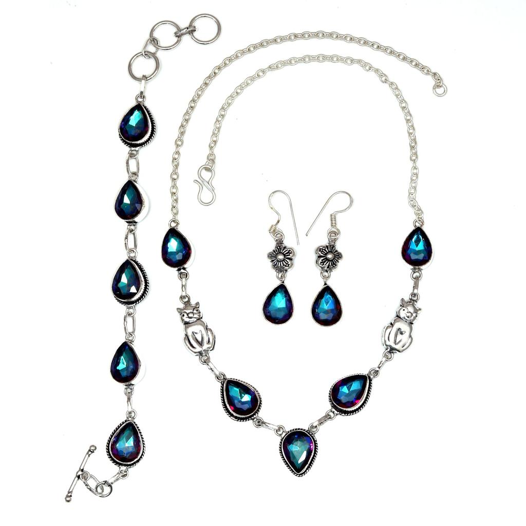 Mystic Topaz Titanium Handmade For Auntique Jewelry Set 18-20''