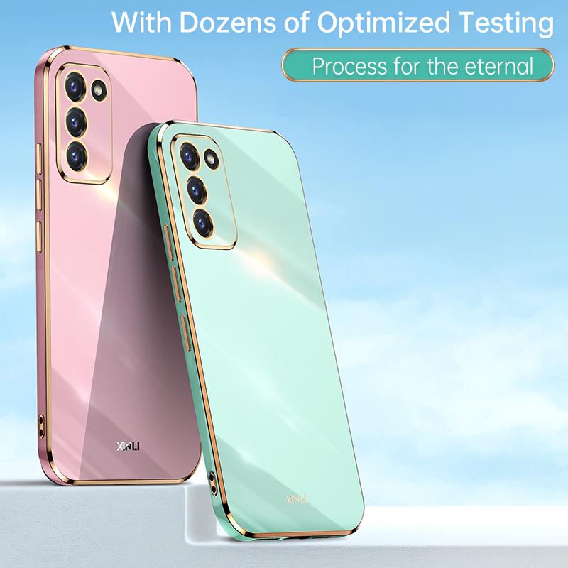 Для Samsung Galaxy S20 Чехол Роскошный Квадратный Металлизированный SM-G980, SM-G980F Чехол для Телефона Ударопрочная Силиконовая Задняя Крышка Fundas