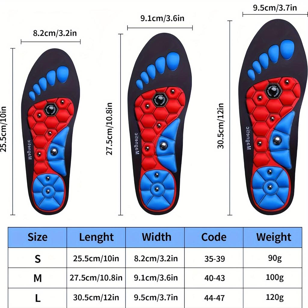 Магнитная массажная стелька - удобная подушечка из ЭВА для мужчин и женщин, улучшенная поддержка стопы, 1 пара