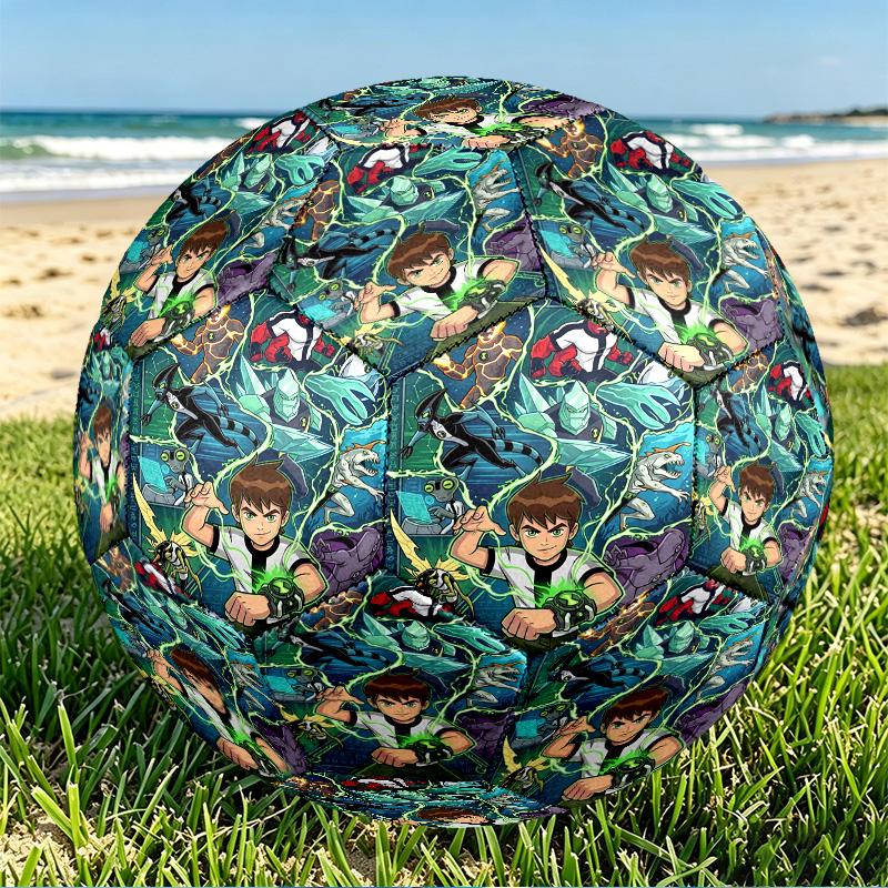 Ben 10 Cartoon Print Size 5 Soccer Ball, PU Wear Resistant Football for Match Training and Daily Practice, Birthday Gift for Soccer Fans