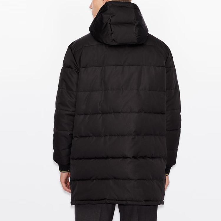 Armani Exchange Solid Color Mid-Length Hooded Cotton Coat Men Coats Black 6HZL01-ZNFYZ-1200