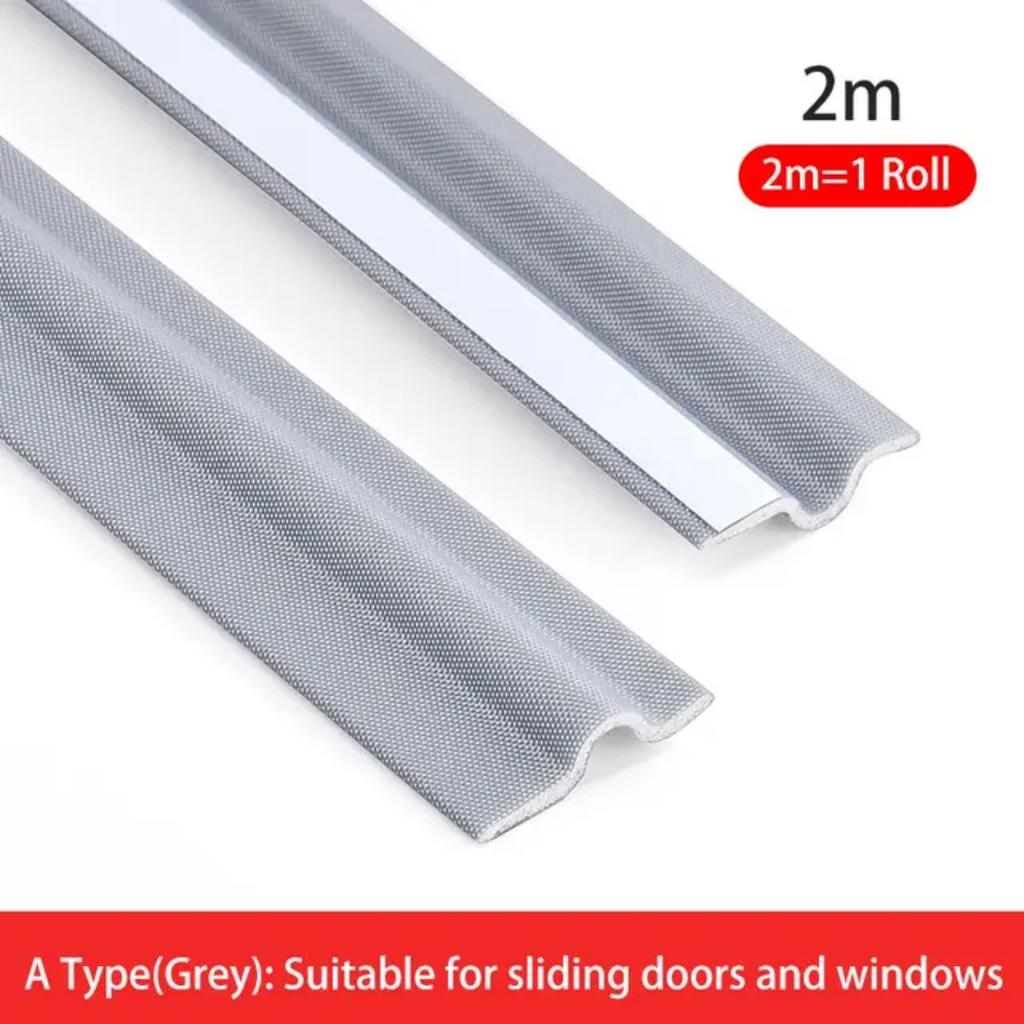 2M Grey Wearable Door Window Sealing Strips Pu Foam Self Adhesive Tape Waterproof Dustproof Sealing Tape Sound Insulation Tools