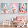 Fashion Pink Food Ice Cream Macaron Poster Pop Canvas Painting Print Wall Art HD Picture Girls Room Nursery Home Decor Frameless