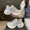 Zhao Ruth Silver Dad Shoes Women's New Breathable Heightening Casual Sports Shoes Round Head Mesh High Heel