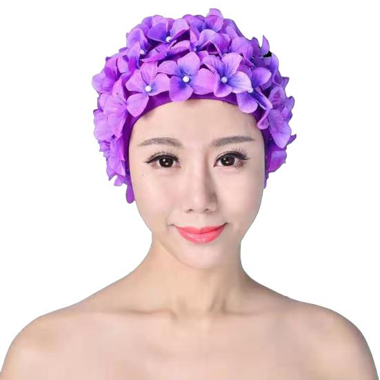 Пляжная шапочка для плавания с цветочным декором, мягкая дышащая защита ушей, эластичная женская шапка для подводного плавания, головной убор