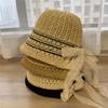 Тонкая плетеная темпераментная модная шляпа-ведро женская весенне-летняя для маленького лица, повседневная, универсальная, с солнцезащитным козырьком