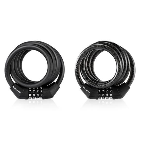 Bike Cable Combination Lock 4-Digit Password Anti-theft Bicycle Lock Long-lasting Cable Lock with Alloy Core for MTB Road Bike