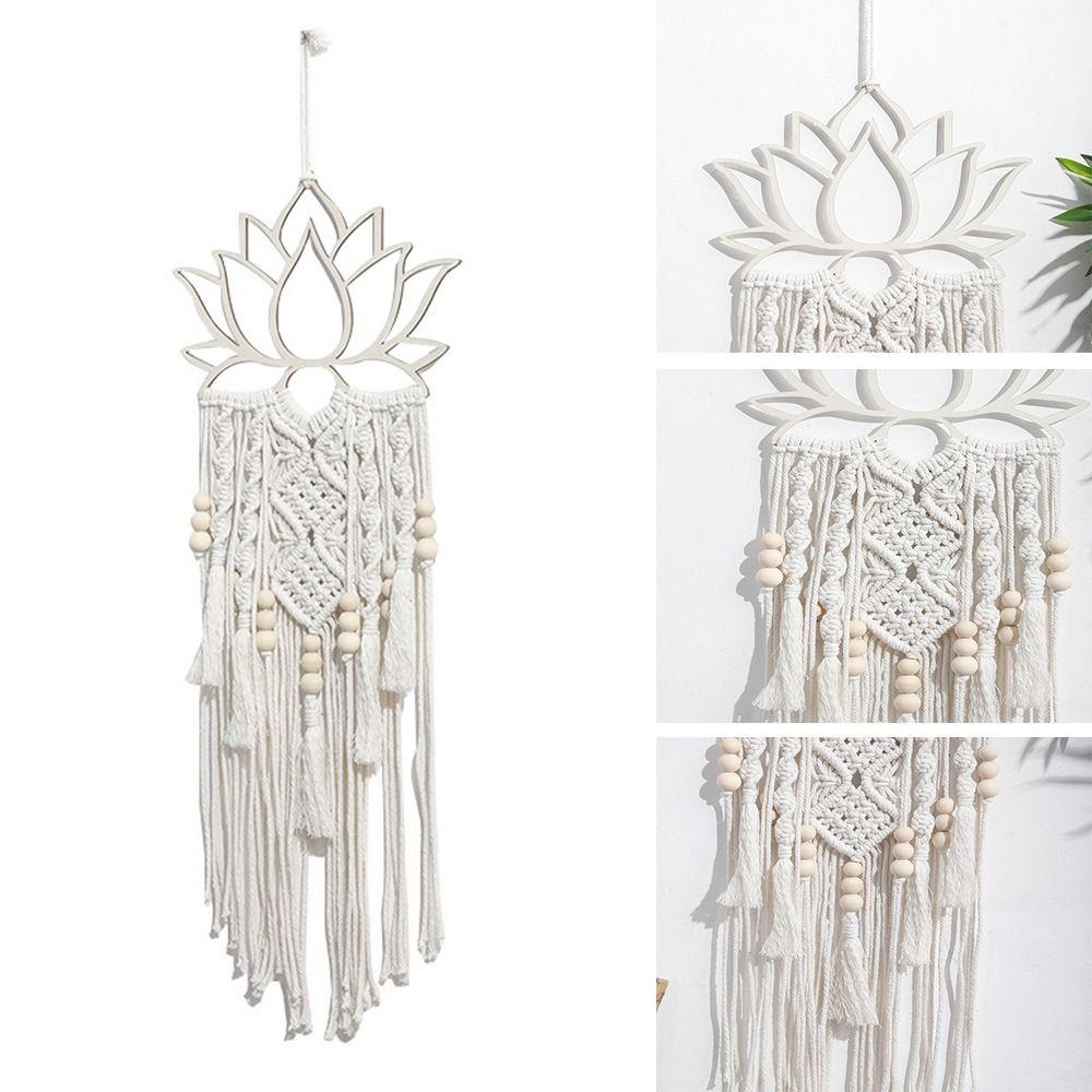 Cotton Thread Lotus Woven Tapestry Reusable Wall Pendant Boho Wall Hanging Decor  Bedroom